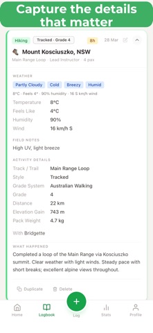 OutdoorLog – Instructor Log screenshot