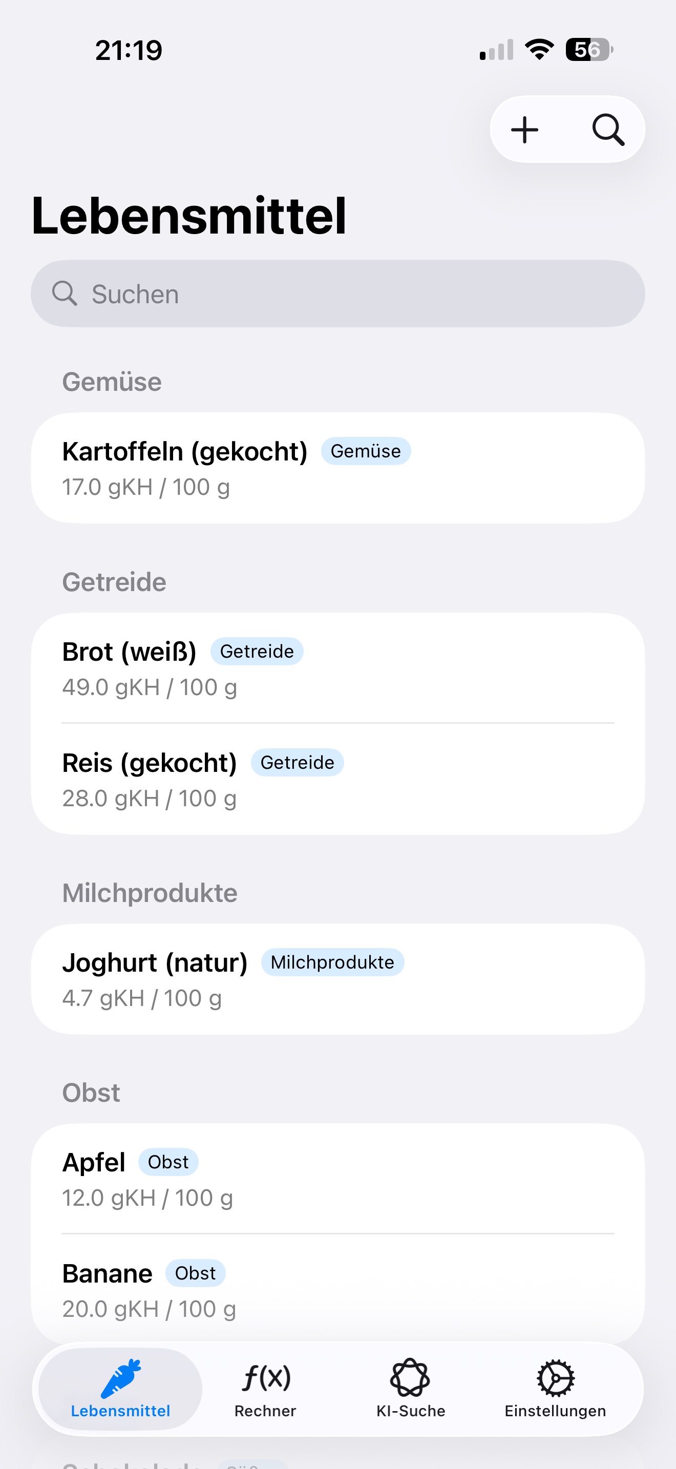 Carb Companion Screenshot