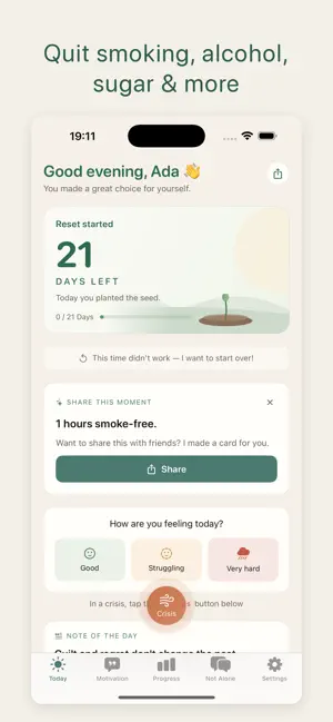 Reset: Quit Smoking & Drinking screenshot 1