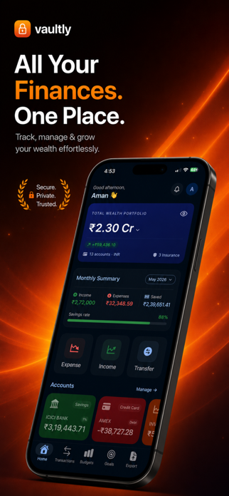 Net Worth Tracker : Vaultly Screenshot 1 of 6