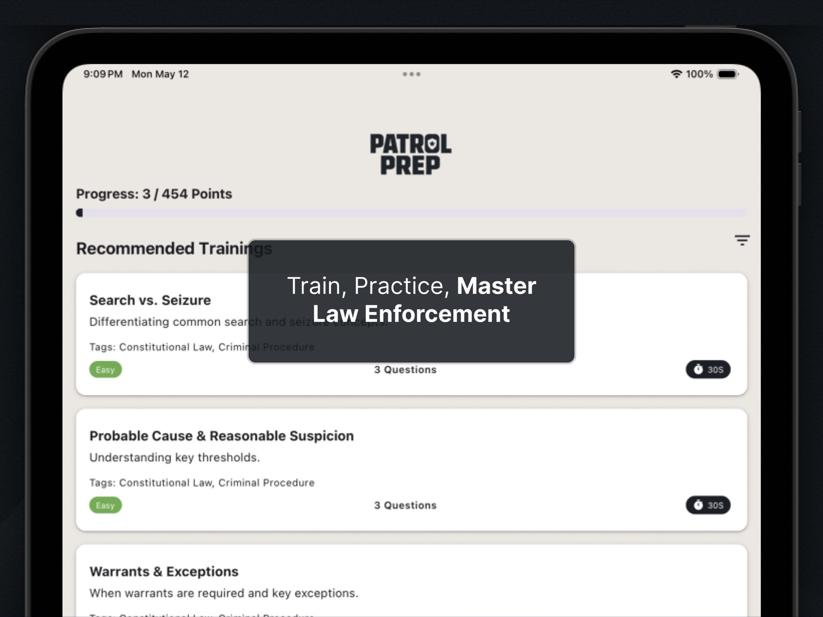 Patrol Prep: Police Exam Coach ipad screenshot 1