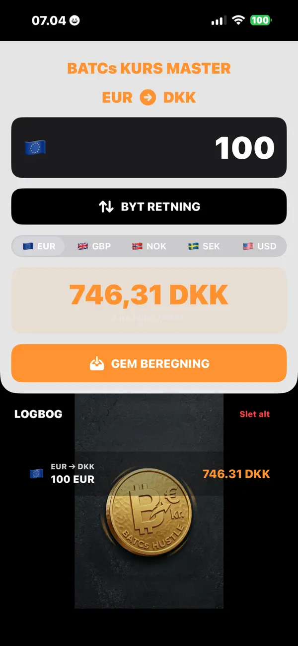 Kurs Beregner Screenshot 3