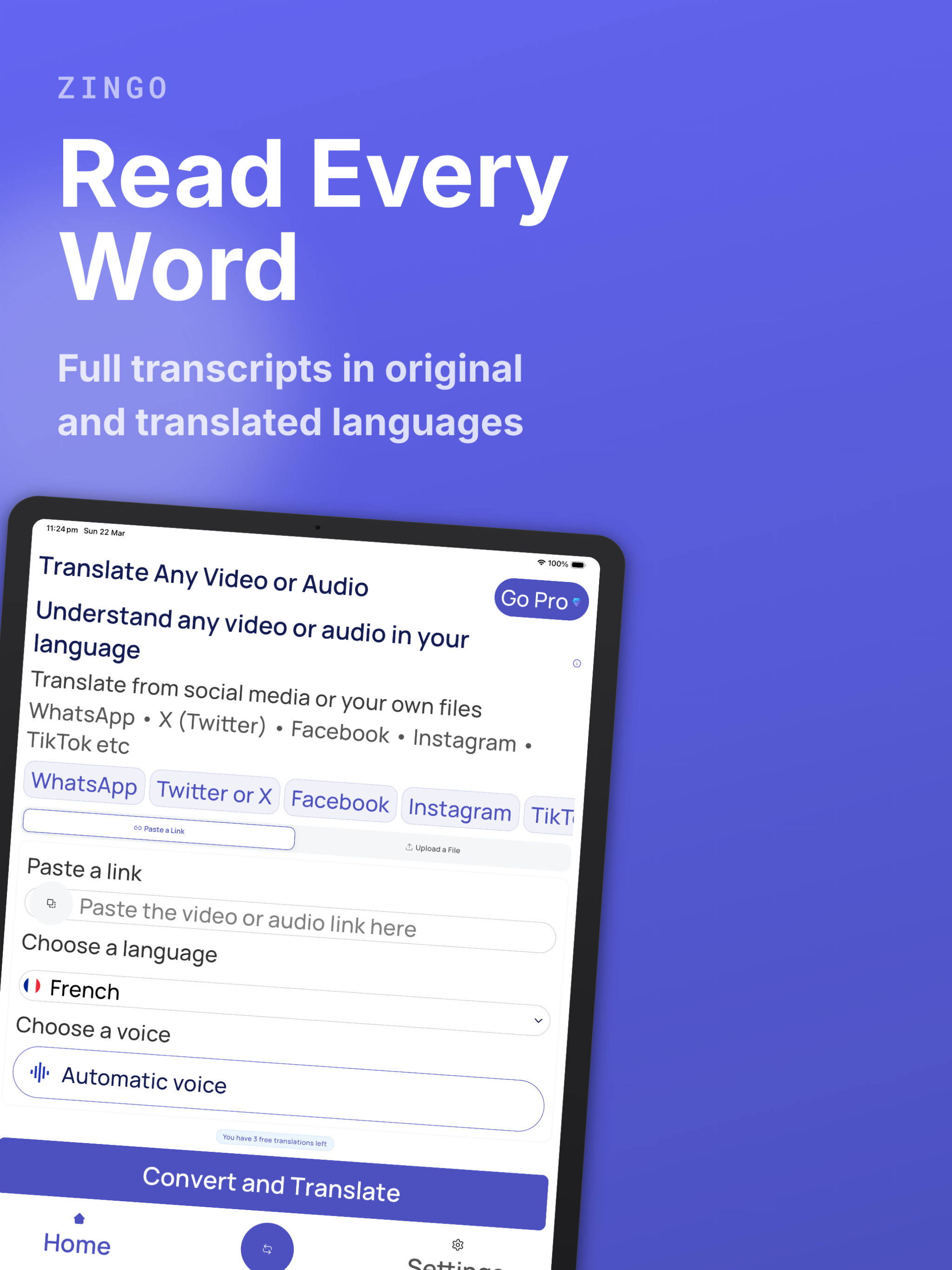 Translate Video & Audio: Zingo