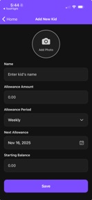 Allowance Tracker for Kids screenshot