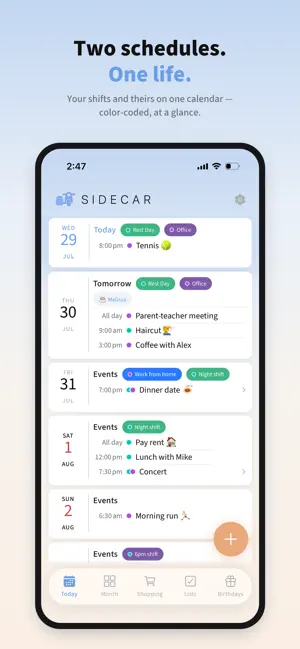 Sidecar: Shifts & Home Planner screenshot 1