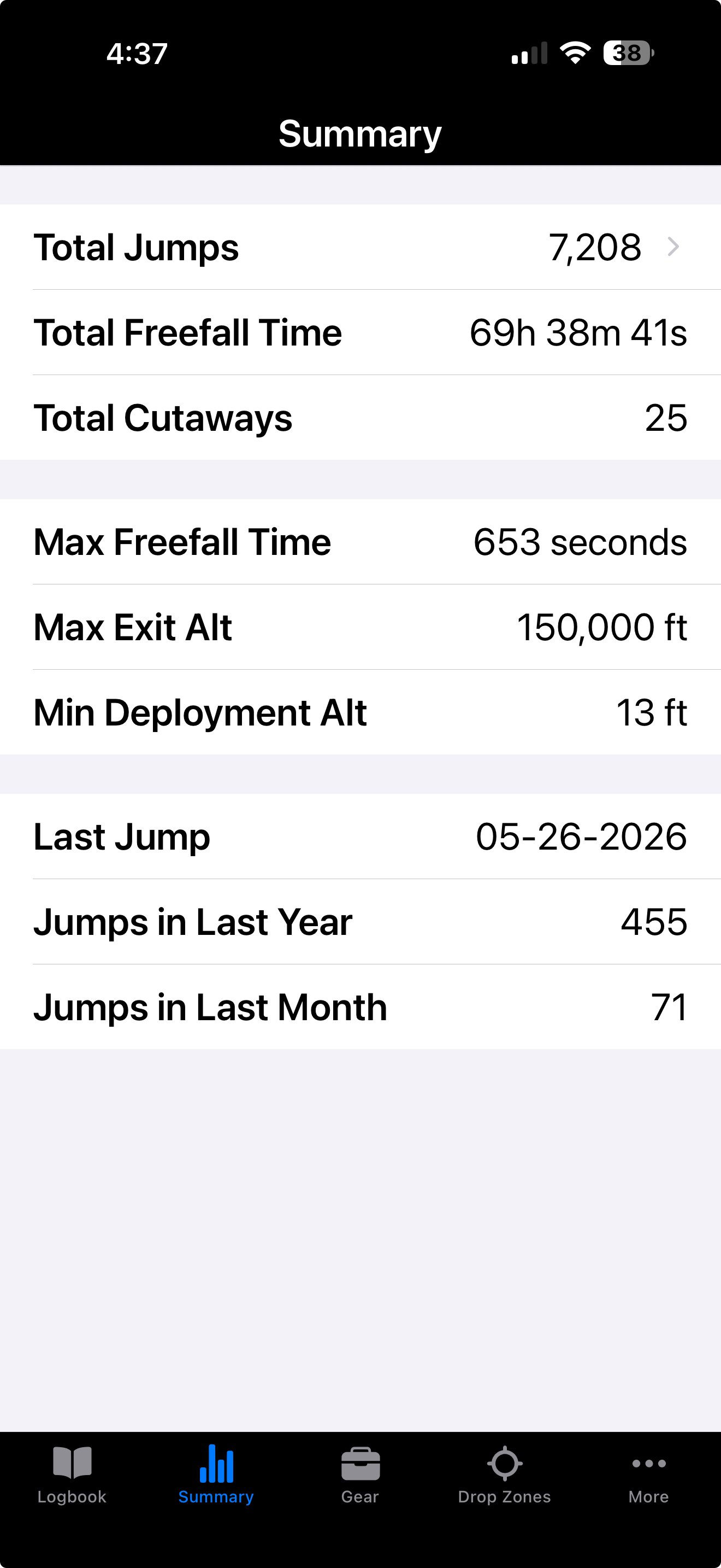 Skydive Log