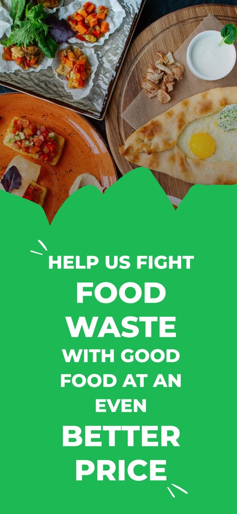 Nesnězeno: Save tasty food! - Dieser Screen hebt das Engagement der App gegen Lebensmittelverschwendung hervor und bewirbt gleichzeitig den Genuss hochwertiger Mahlzeiten zu einem unschlagbaren Preis.