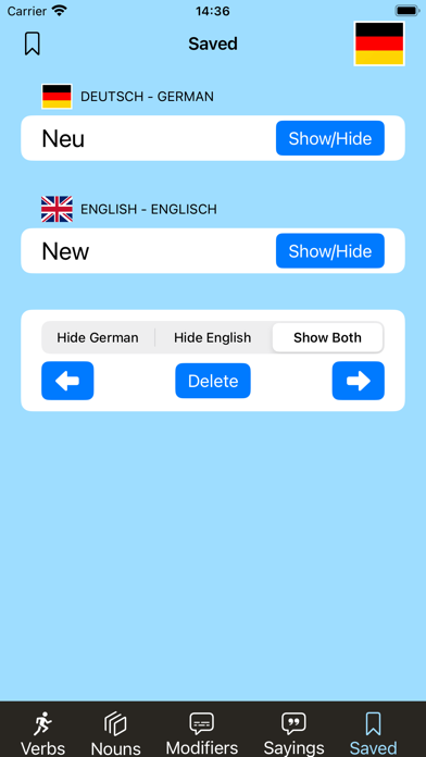 German Vocab Screenshot