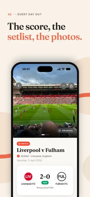 Daysout: Football & Gig Log screenshot 2