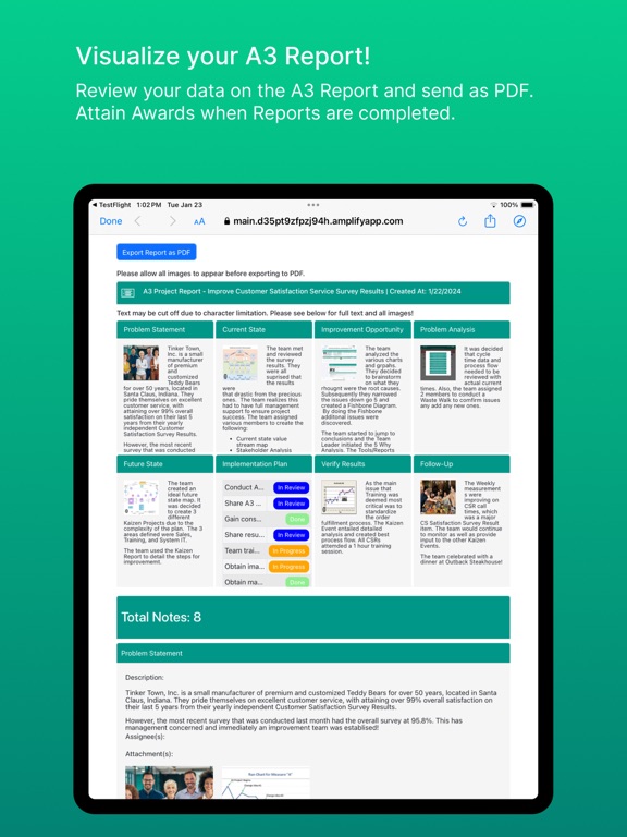 Lean A3 Project Rpt iPad screenshot 5 - Productivity app