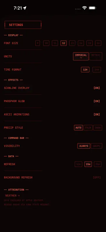rawcast — Terminal Weather screenshot 6 of 8