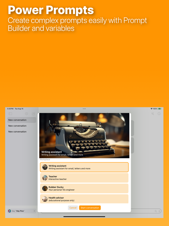 Pico LLM frontend AI Assistant iPad screenshot 6 - Productivity app