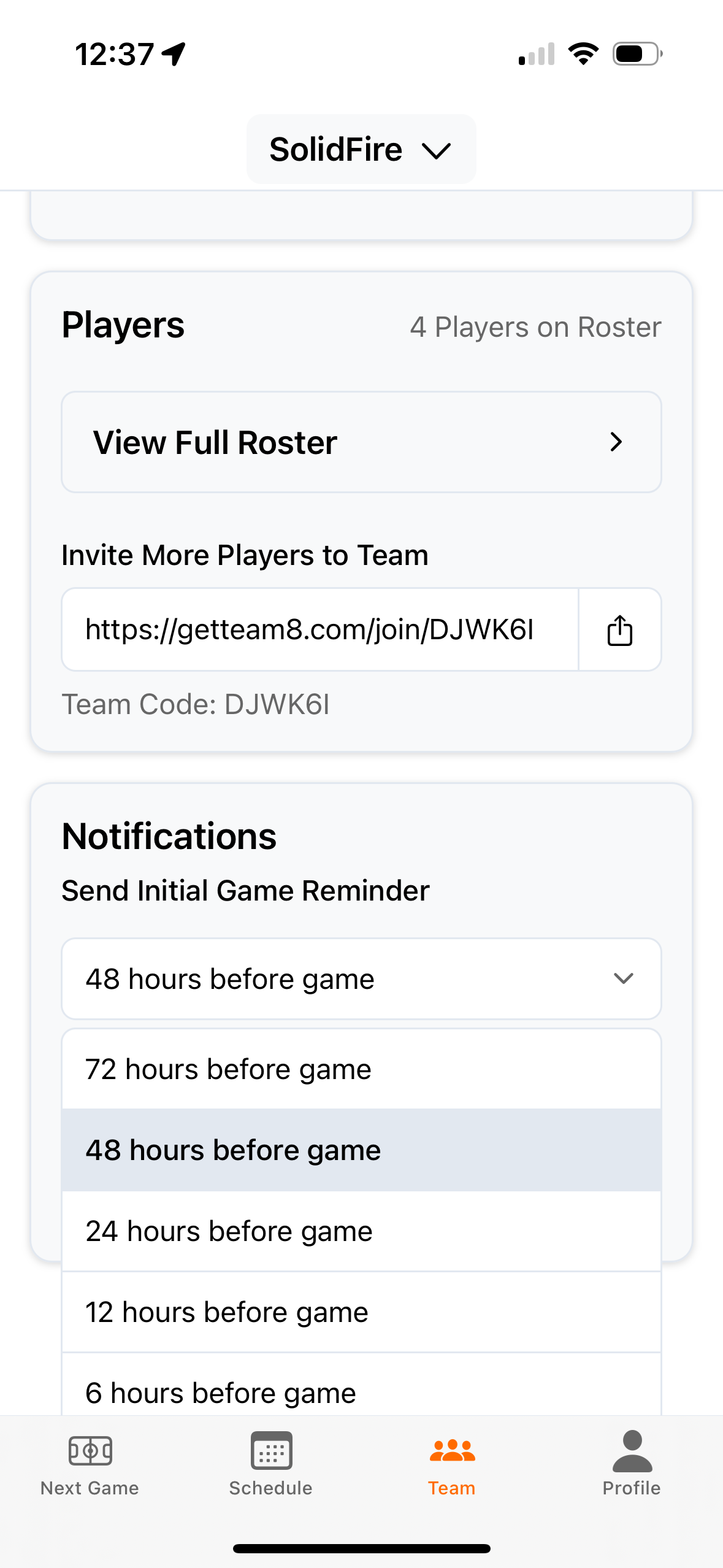 Team8 Sports Team Management screenshot 4