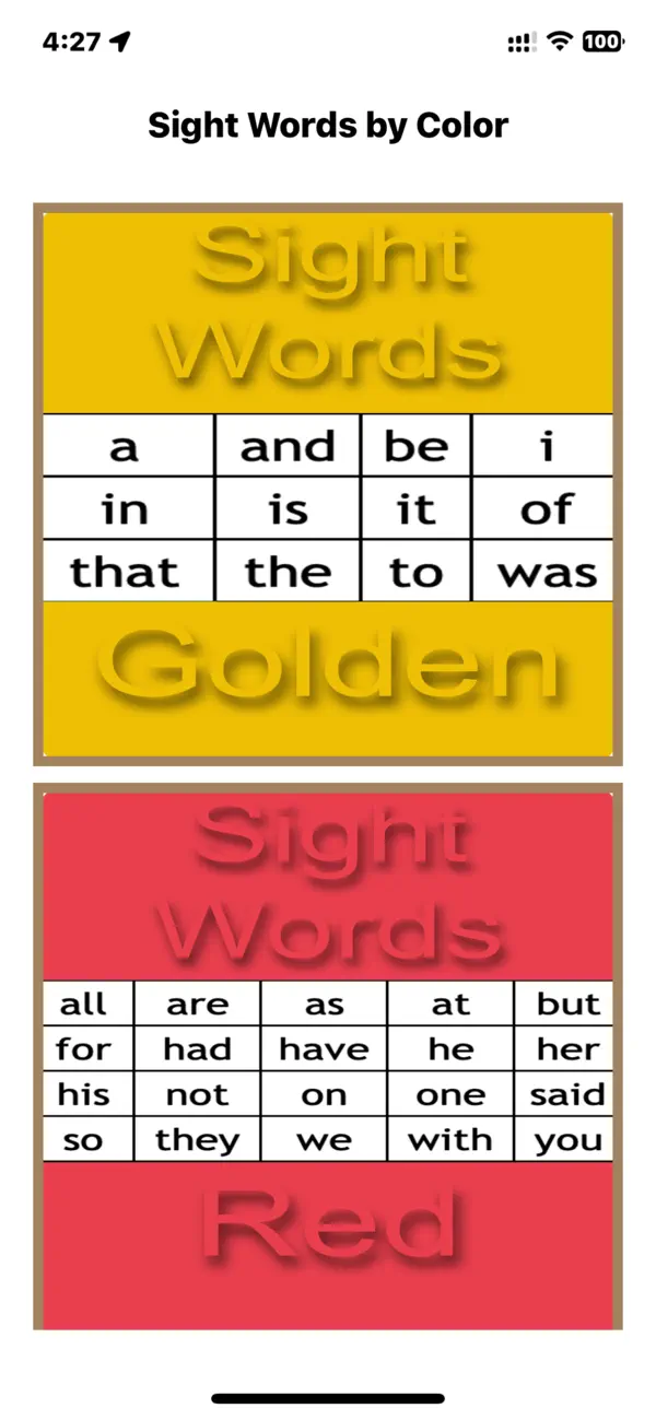 Screenshot #1 pour Sight Words by Color