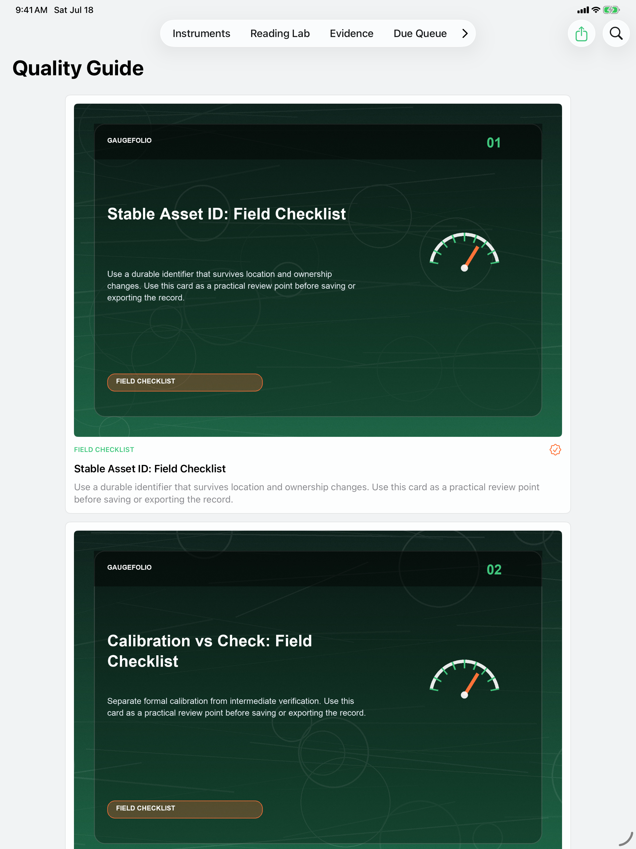Gaugefolio: Calibration iPad screenshot 2 of 2
