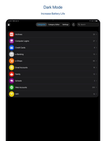 aWallet Password Manager iPad screenshot