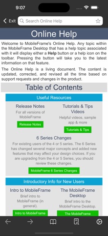 MobileFrame Online Help Screenshot 2 of 3