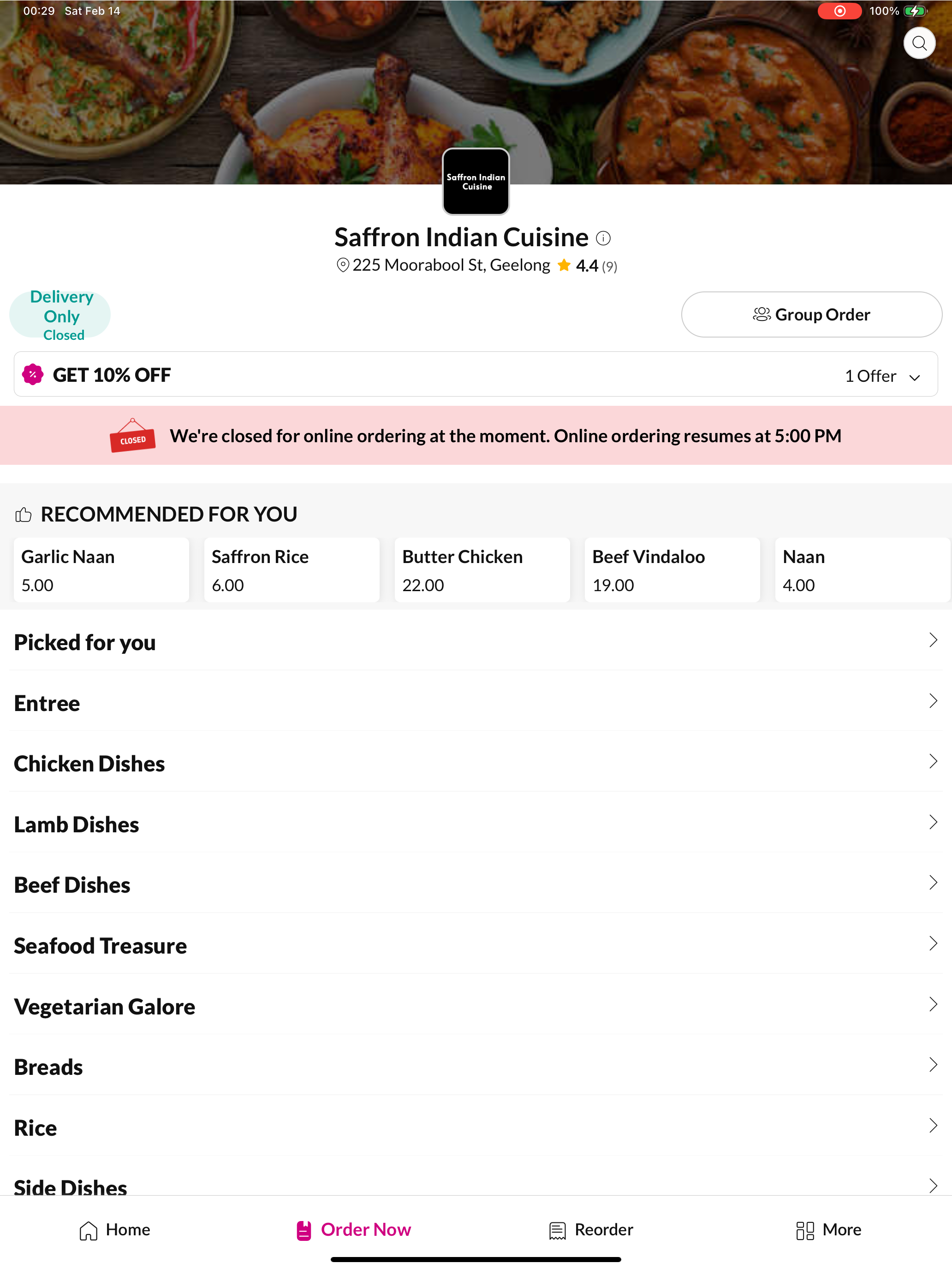 Saffron Indian Cuisine.
