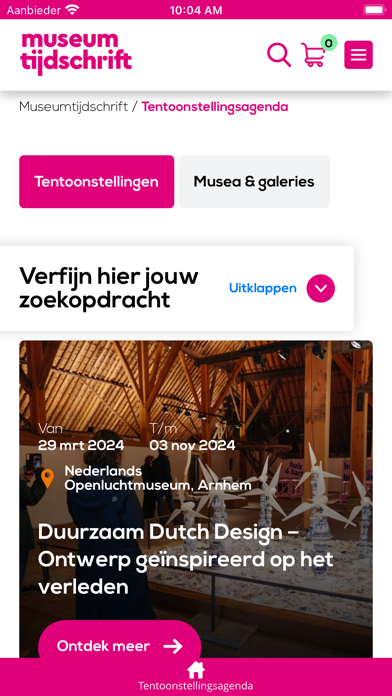 Tentoonstellingsagenda-app Screenshot