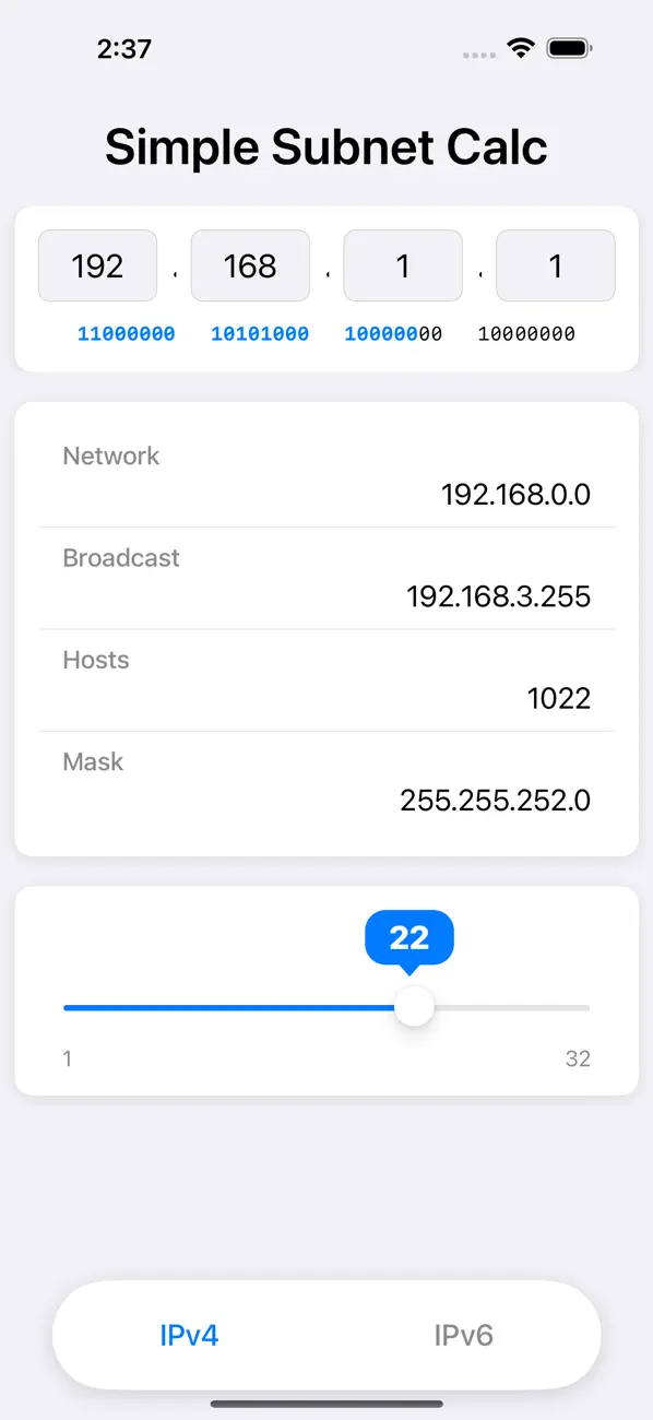 Screenshot #2 pour Simple Subnet Calc