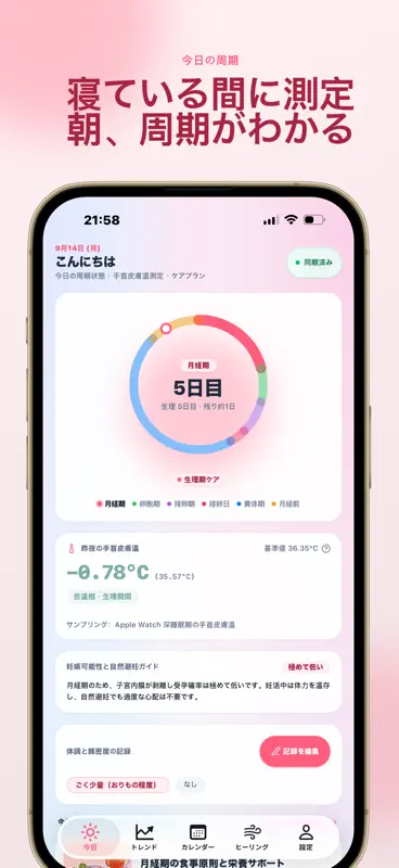 腕温周期·寝るだけで測る基礎体温と排卵 screenshot 1 of 6