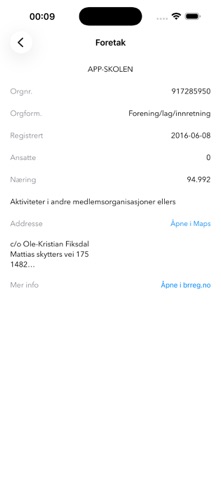 Bedriftssøk iPhone screenshot