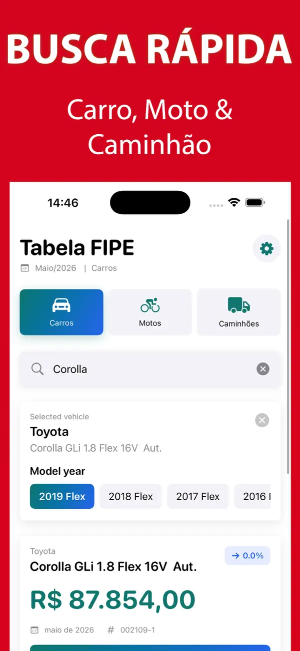 Screenshot #2 pour Placa FIPE Histórico de Preços