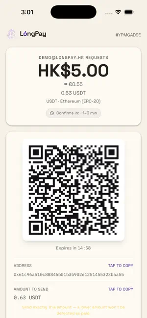 LongPay: Bitcoin & USDT POS screenshot 3