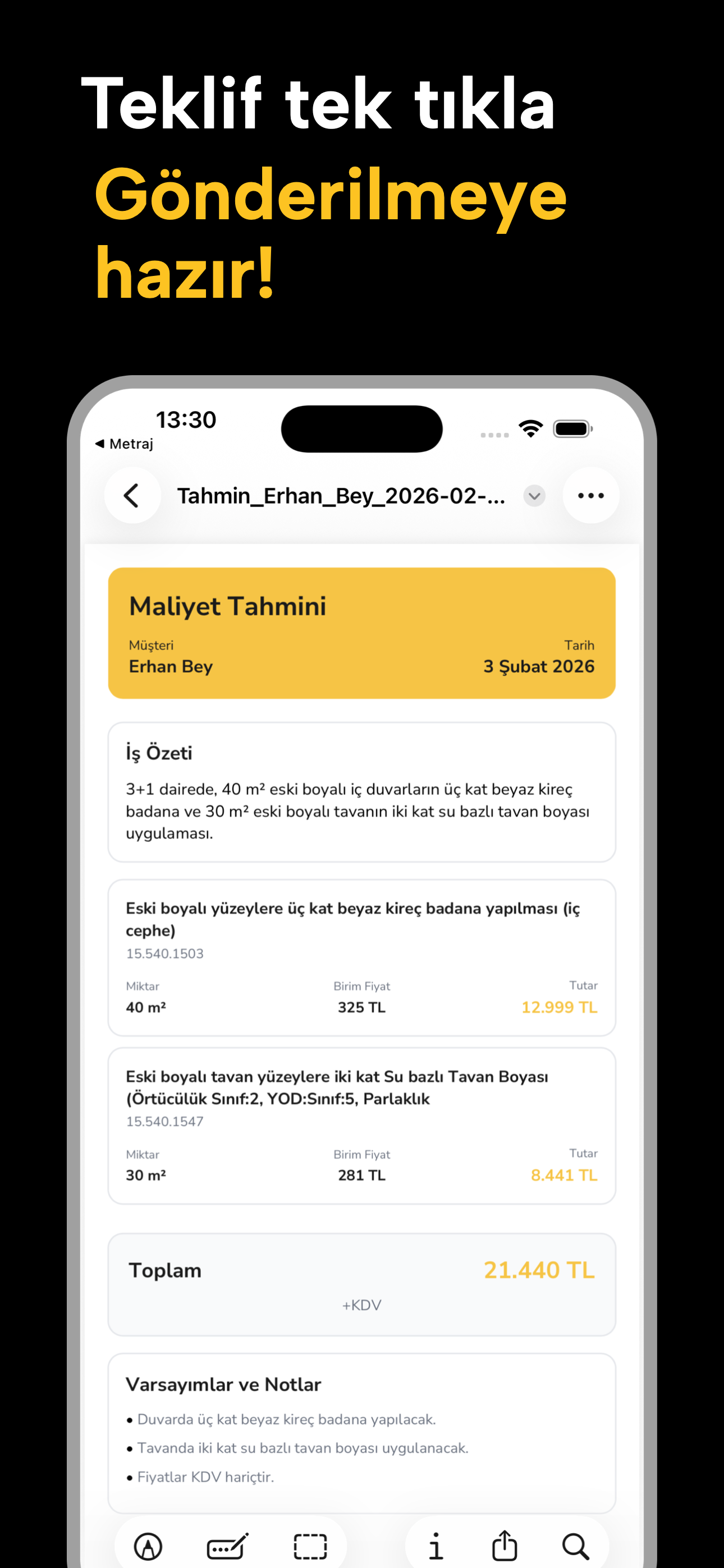 Metraj: Tadilat Maliyet Tahmin screenshot 4