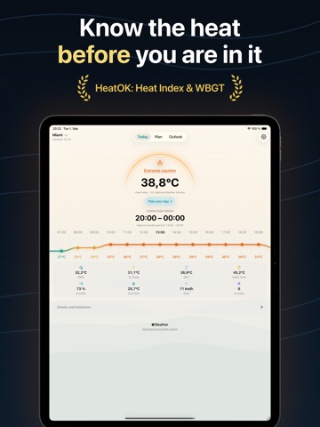 HeatOK: Heat Index & WBGT iPad screenshot 1