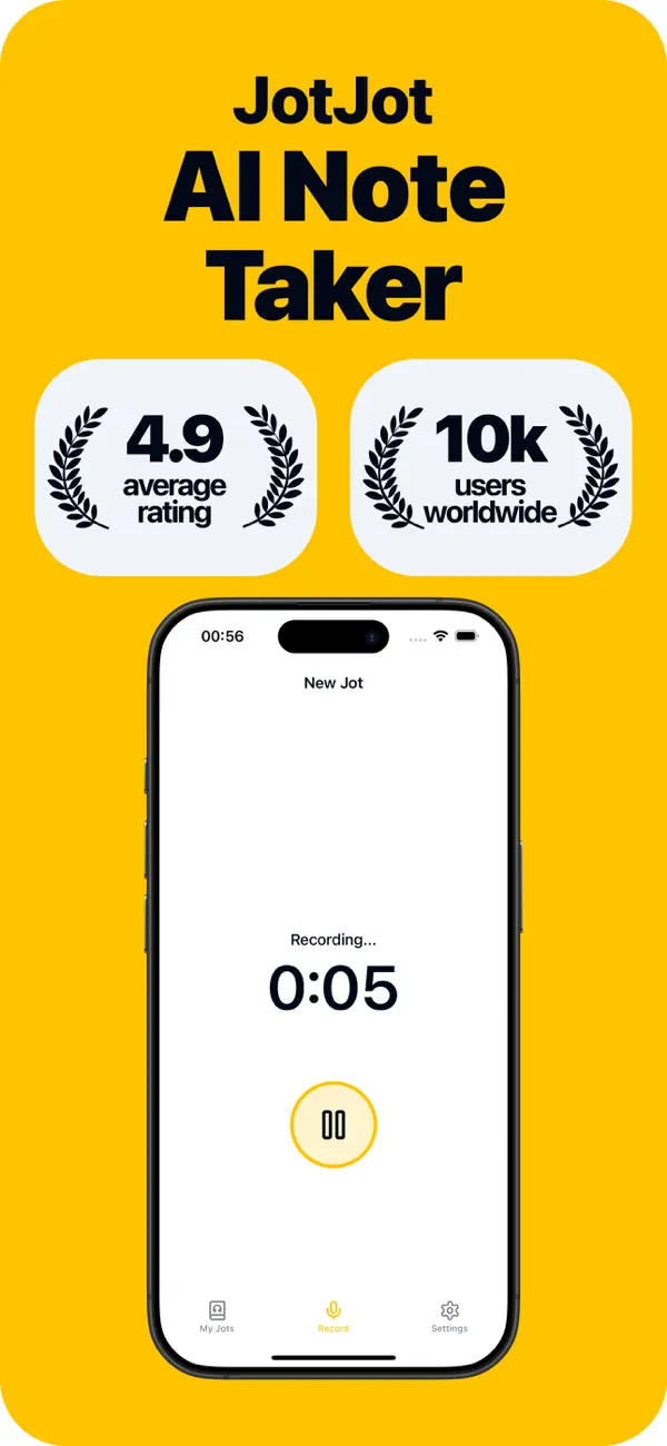Screenshot #1 pour AI Voice Note Taker: JotJot
