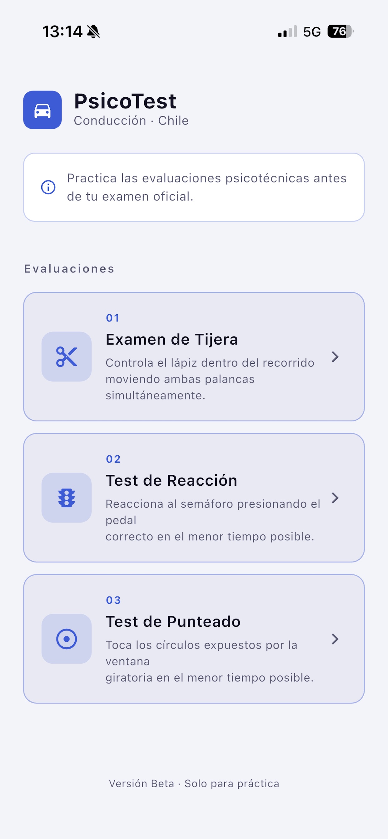 Screenshot 1 of PiscoTest Conducción