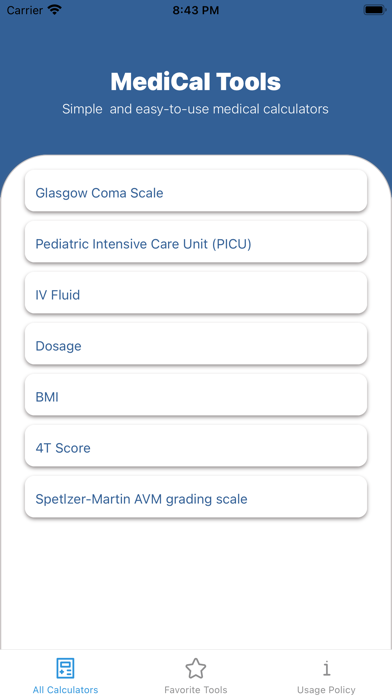 MediCal - Medical Calculators Screenshot