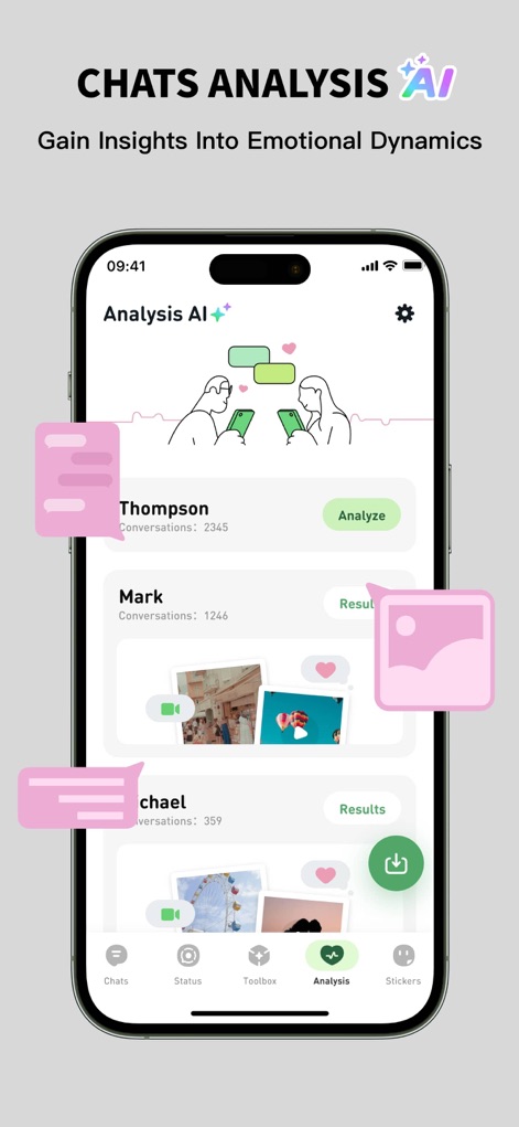 WhizAI for WA - The app provides deep AI-driven insights into conversation dynamics, showcasing emotional analytics and simplified access to detailed results for each contact.