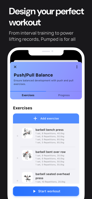 Pumped Workout Tracker Gym Log Screenshot 3 of 6
