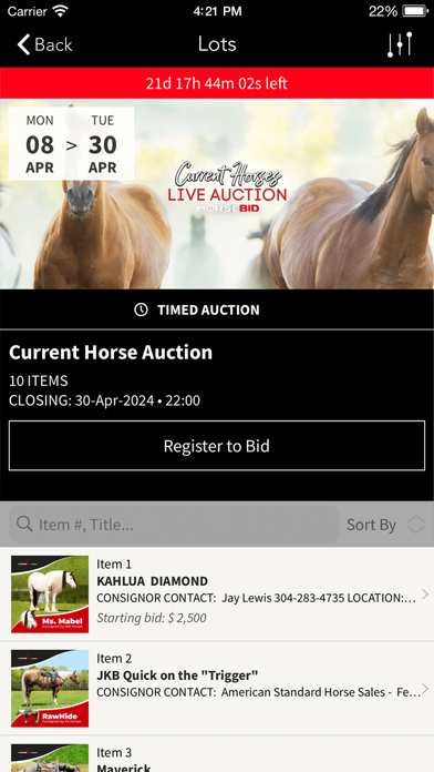 HorseBid Screenshot