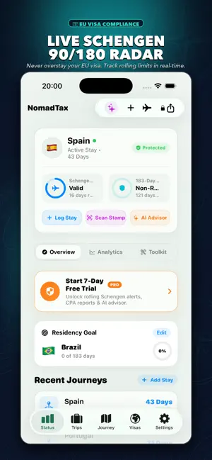 NomadTax: Schengen Calculator screenshot 1