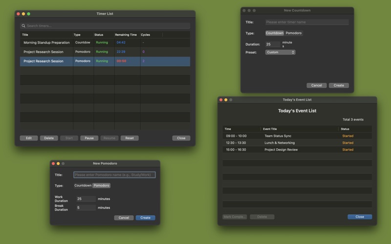 Time Manager Bar-Timers,Events screenshot 2