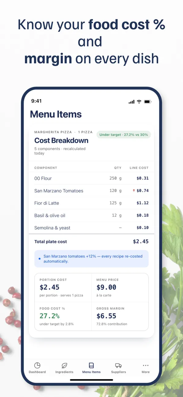 Food Cost & Recipes: Plate Pro Screenshot 2
