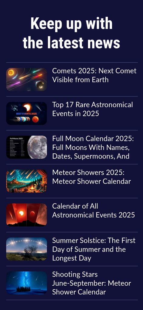 Star Walk 2 Plus: Live Sky Map - Esta herramienta ofrece una sección "Novedades" con noticias actualizadas sobre cometas y calendarios de eventos como las lunas llenas.