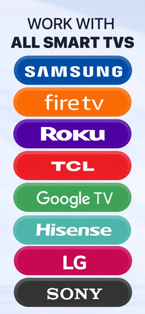 Screen Mirroring・TV Cast View - The app's broad compatibility is evident through the clear listing of major brands like "Samsung" and "Roku", assuring users of widespread device support.