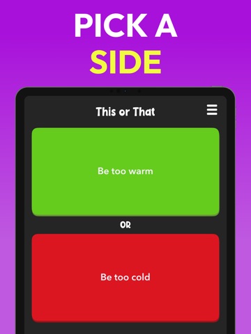 This Or That? - Questions Game iPad screenshot