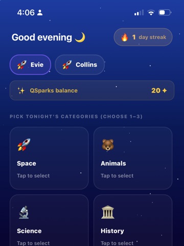 Qurio: Bedtime Facts iPad screenshot