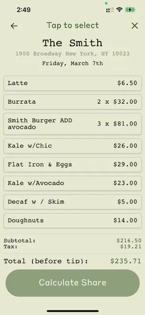 Olive Split: Bill Splitter screenshot 3