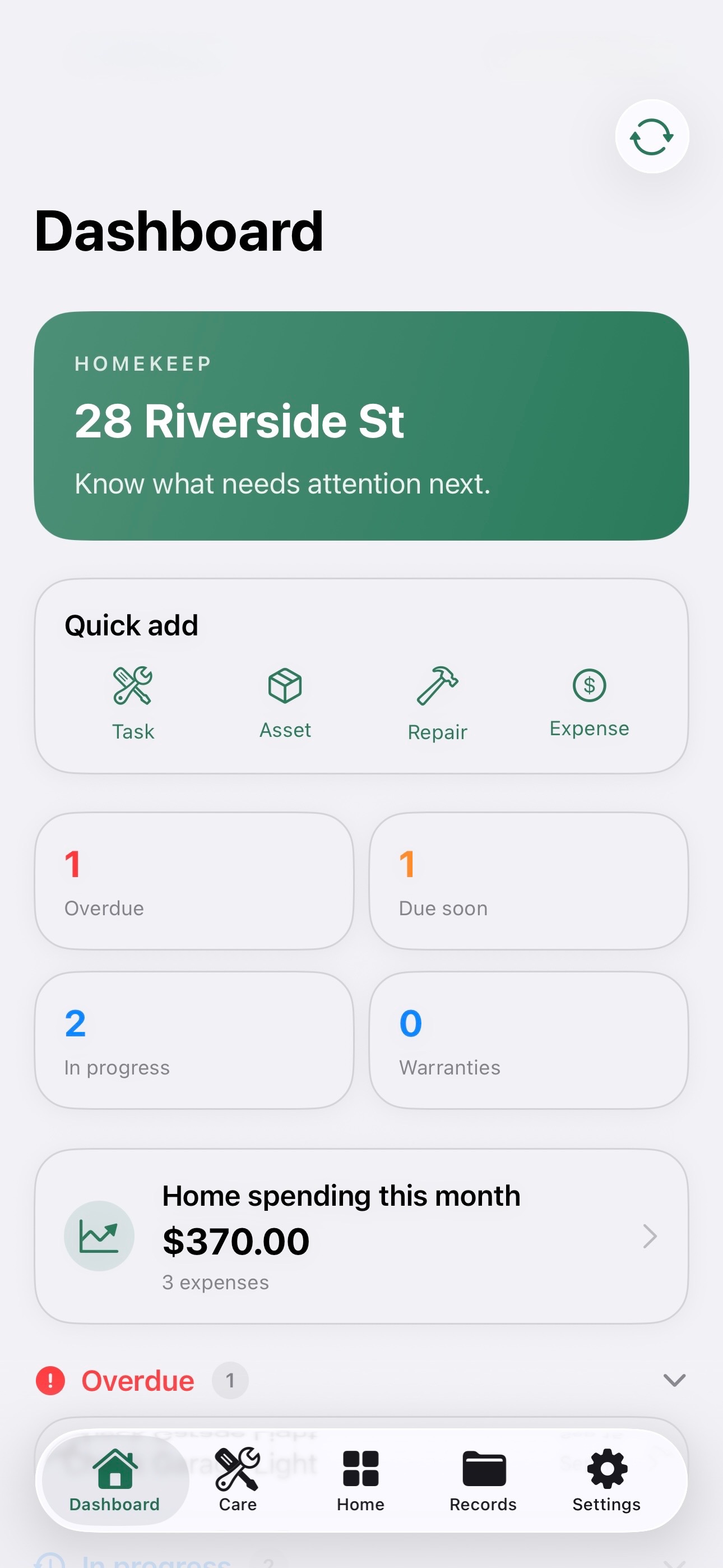 Screenshot 1 of HomeKeep: Property Care