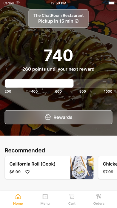 Screenshot 1 of The ChatRoom Restaurant App