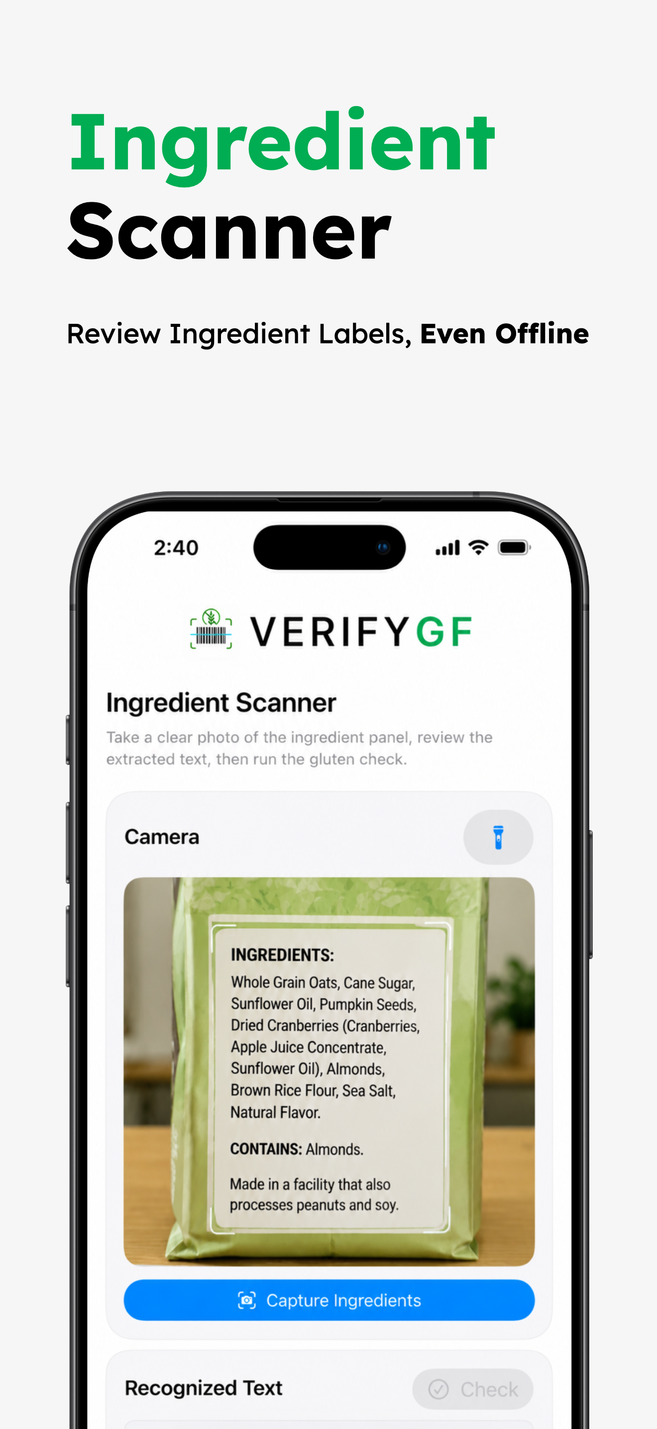 VerifyGF: Gluten Free Scanner