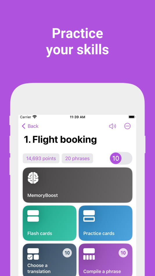 #2. Phrases - Learn Languages Fast (iOS) Ved: Andrey Lebedev