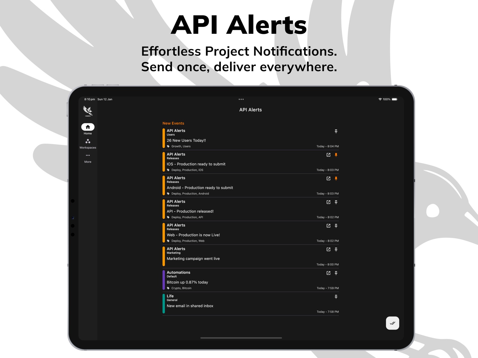 API Alerts ipad screenshot 1