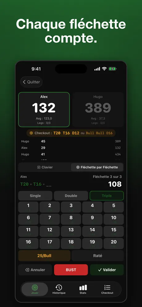Darts Tracker - Score & Stats — capture d'écran iPhone 8